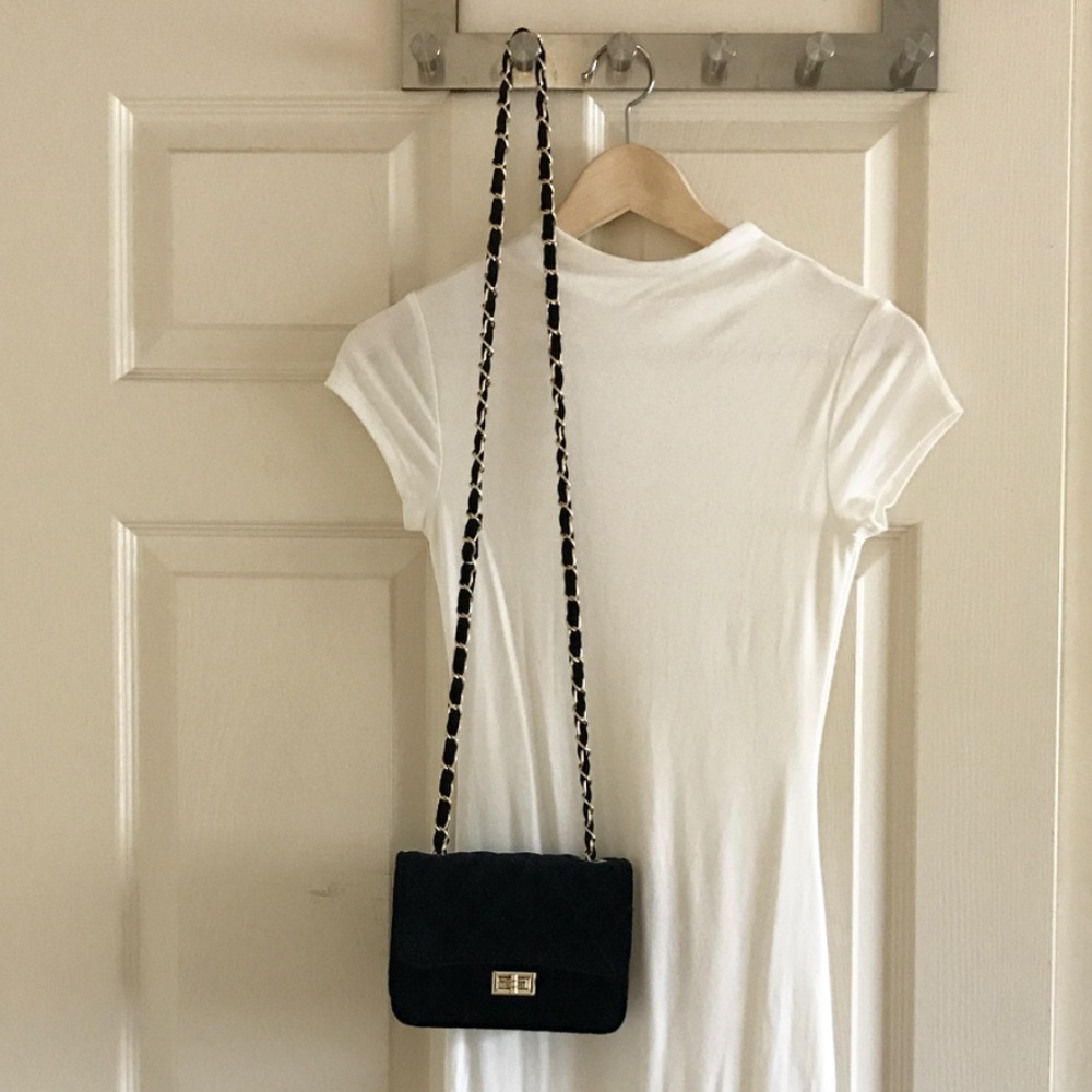 Brand New Black Velvet Quilted Crossbody